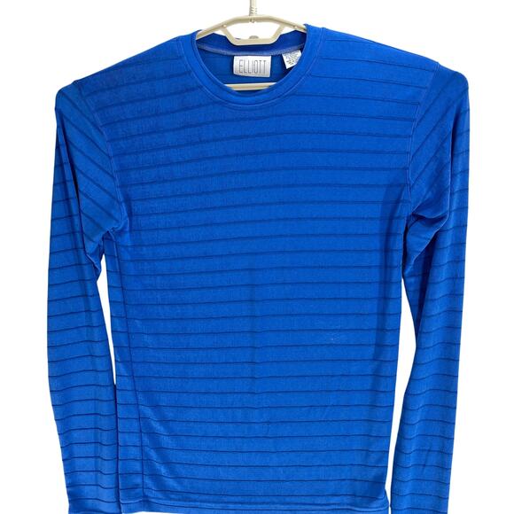 Elliot Top Womens Size Large L Blue Striped Long Sleeve Minimalist Retro FLAW - Picture 1 of 6